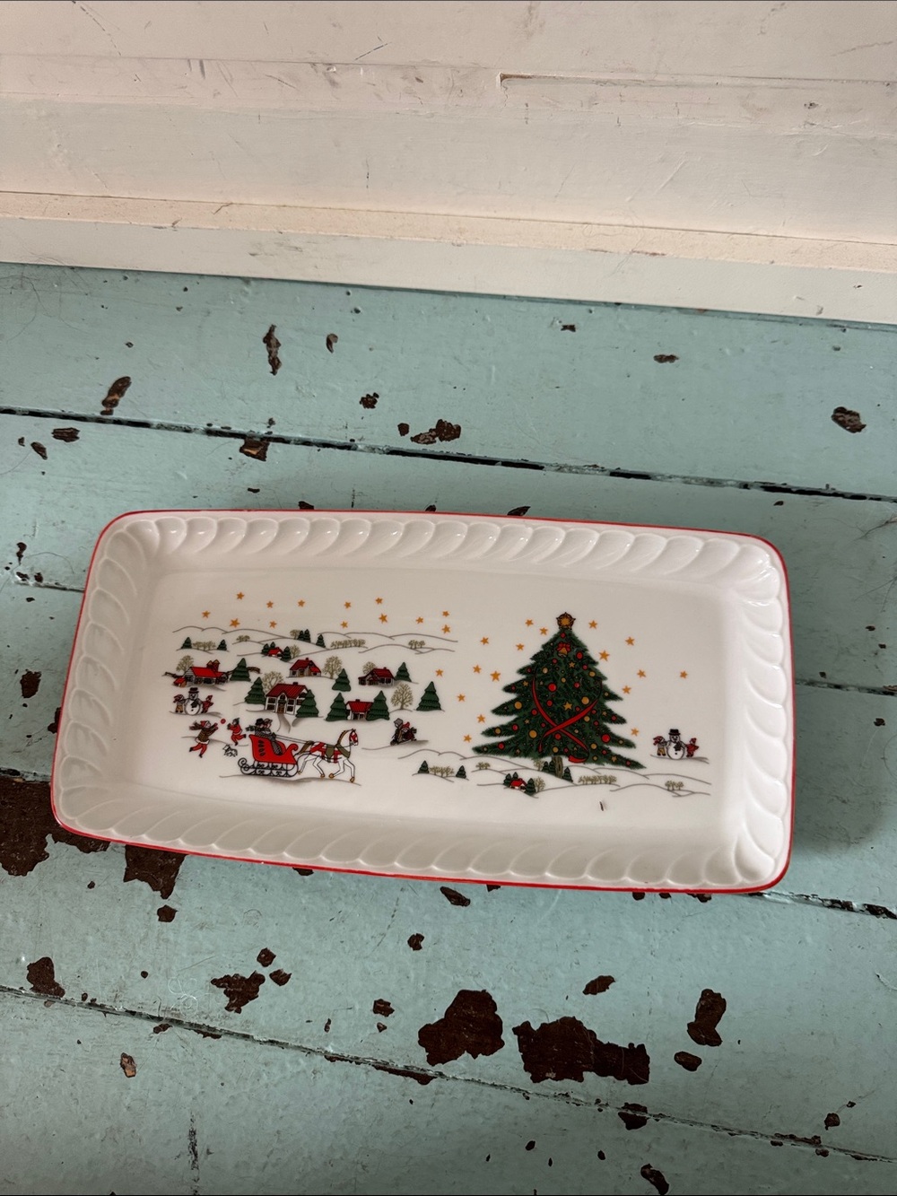 Kopin Christmas Pleasure Tree & Sleight Christmas pattern Platter Sandwich Tray
